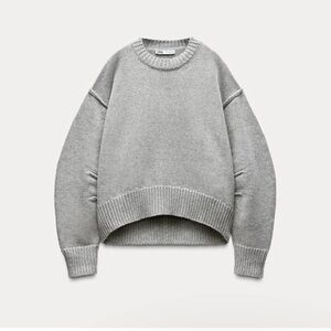 Zara Pleated Sleeve Knit Sweater